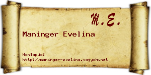 Maninger Evelina névjegykártya